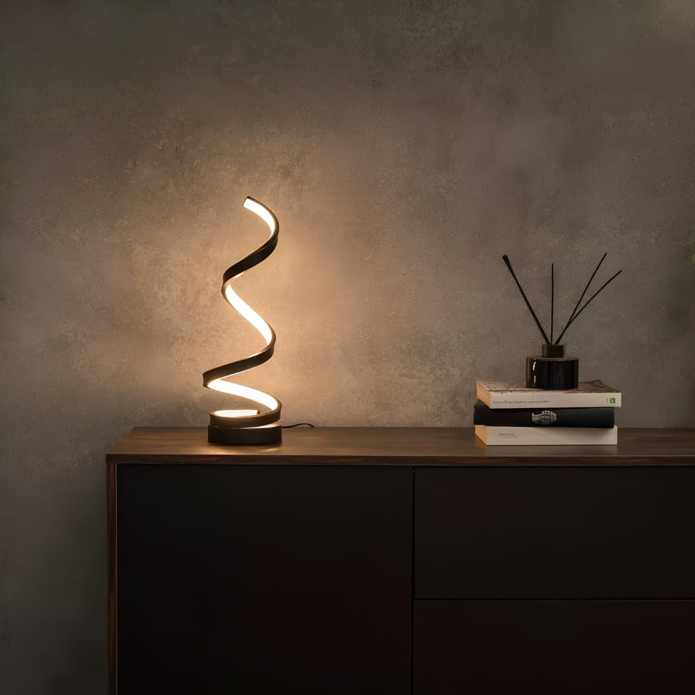 USB Rechargeable Modern Spiral LED Table Lamp - Dimmable Mood Lighting