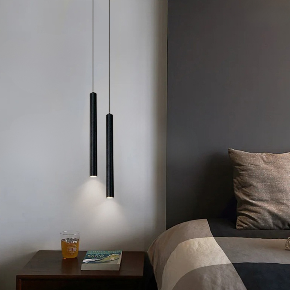 Minimalist LED Cylinder Pendant Light - Slim Vertical Tube Hanging Lamp