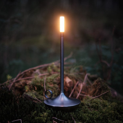 Rechargeable Battery Candlestick Desk Lamp – Brushed Aluminum Tapered Nightlight