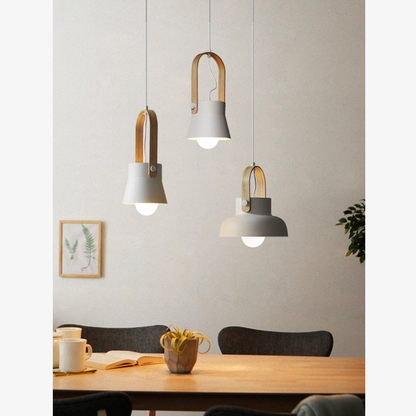 Modern Wood-Toned Handle Pendant Light - Nordic Tapered Pendant Lights
