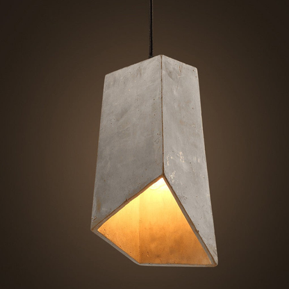 Modern Asymmetric Concrete Pendant Light - Geometric Industrial Hanging Lamp