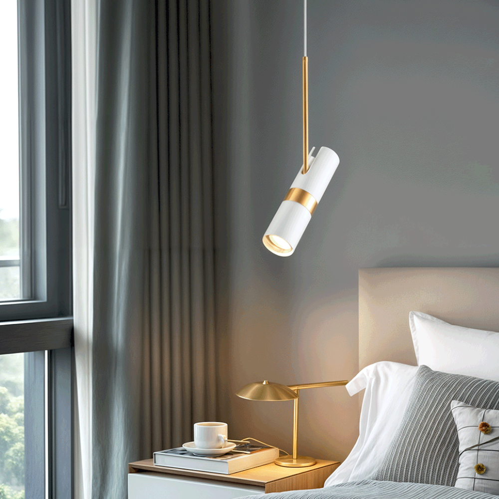 Adjustable Directional Hanging Lamp with Metallic Band - Modern Minimalist