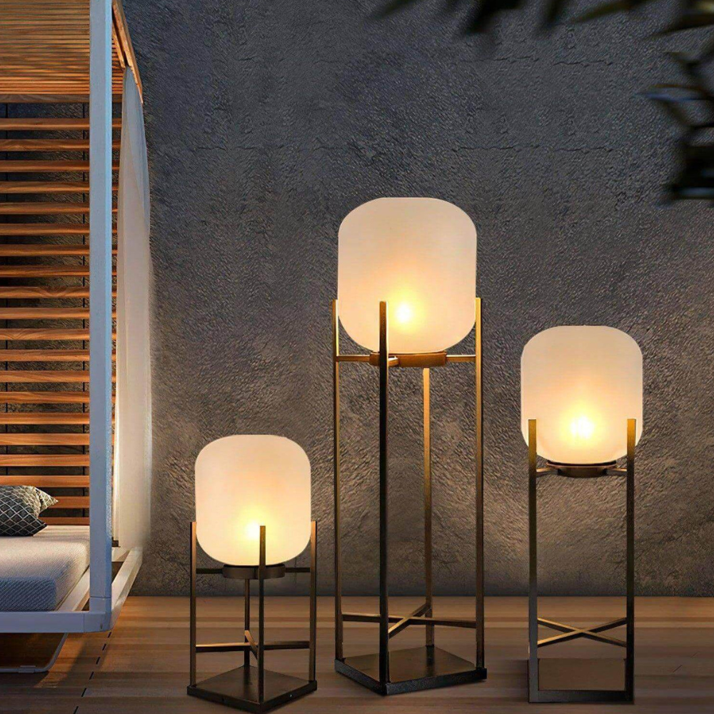 Floor Lamp with Integrated LED Weather Resistant Base and Remote Control Dimming
