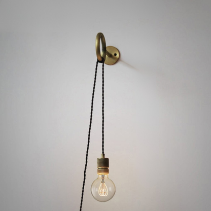 Architectural Circular Wall Light Bracket - Minimalist Industrial Braided Cord Lamp