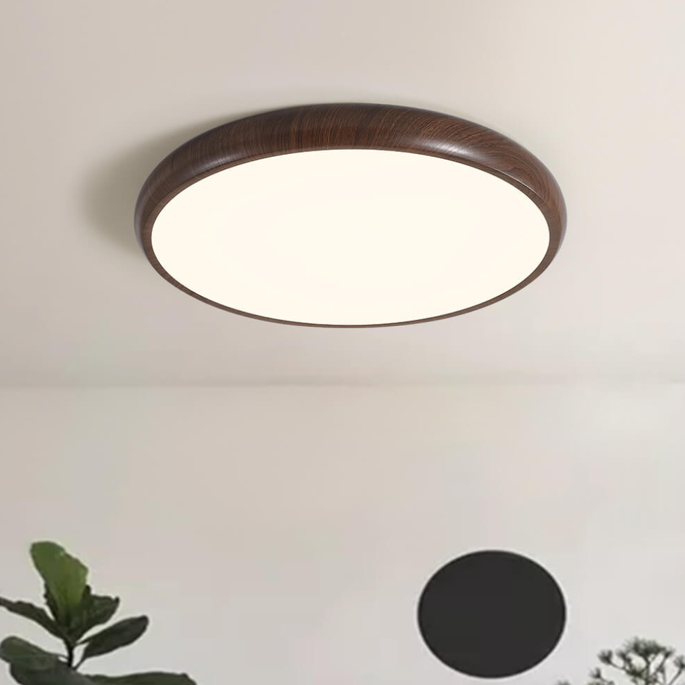 Flush Mount LED Ceiling Light with Wood-Inspired Acrylic Frame - Scandinavian Style