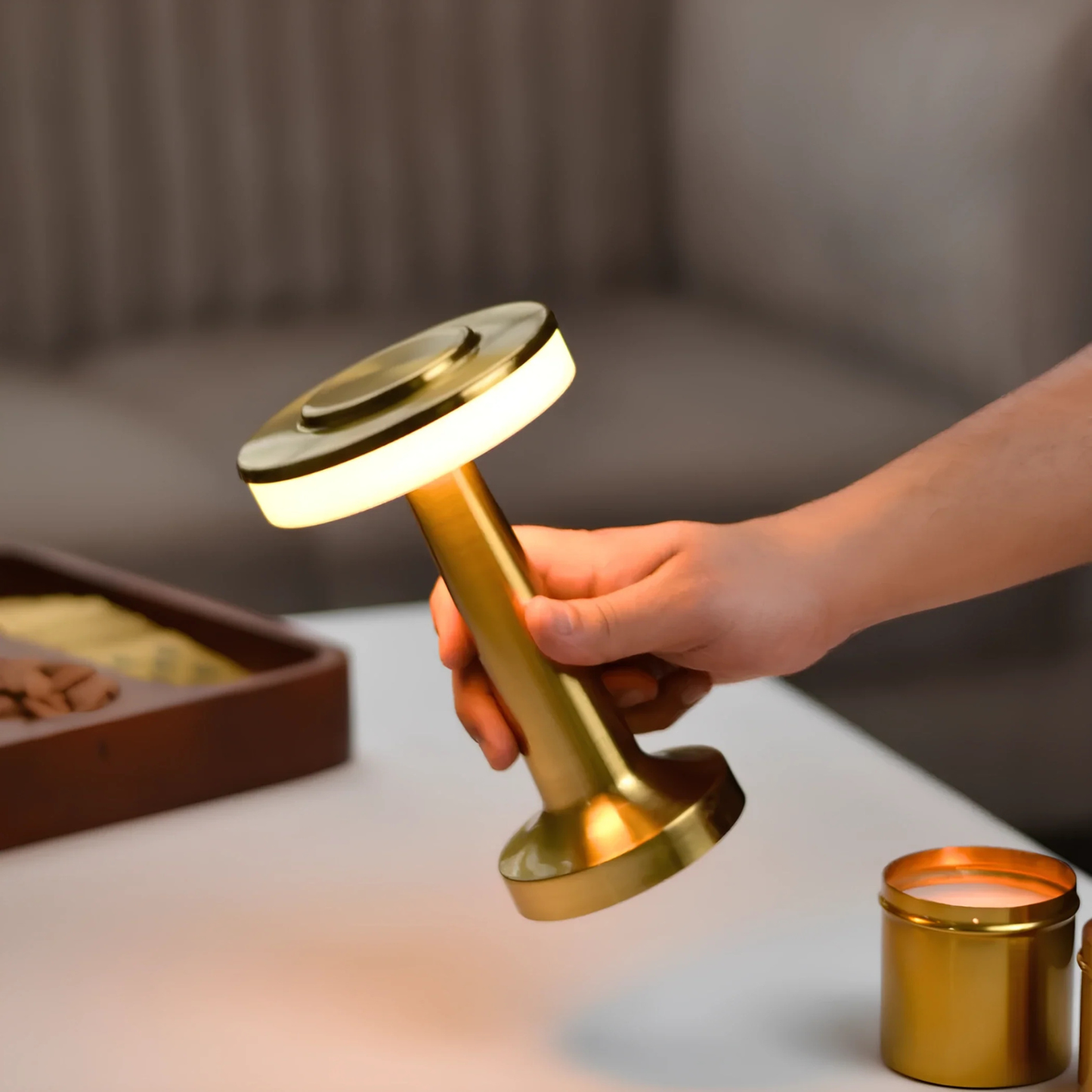 Cordless LED Disc Touch Lamp