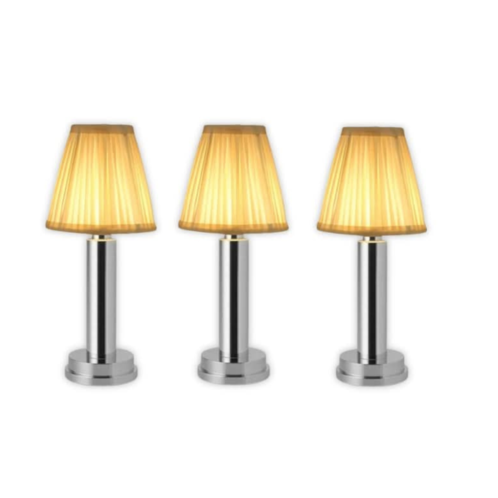 Rechargeable Cordless Table Lamp with Pleated Shade - Portable Touch Dimming Light