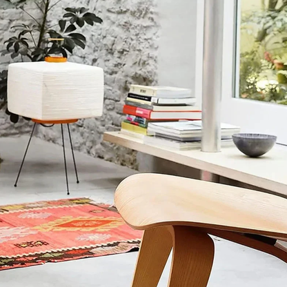 Floor Lamp with Rice Paper Shade and Tripod Legs - Modern Japanese Style
