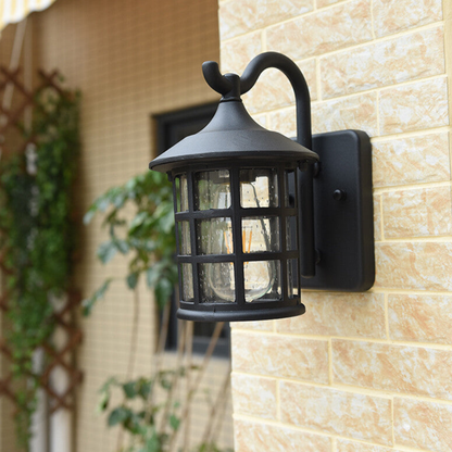 Led porch lantern with Classic European Silhouette and Black or Bronze Finish - Contemporary Sconce