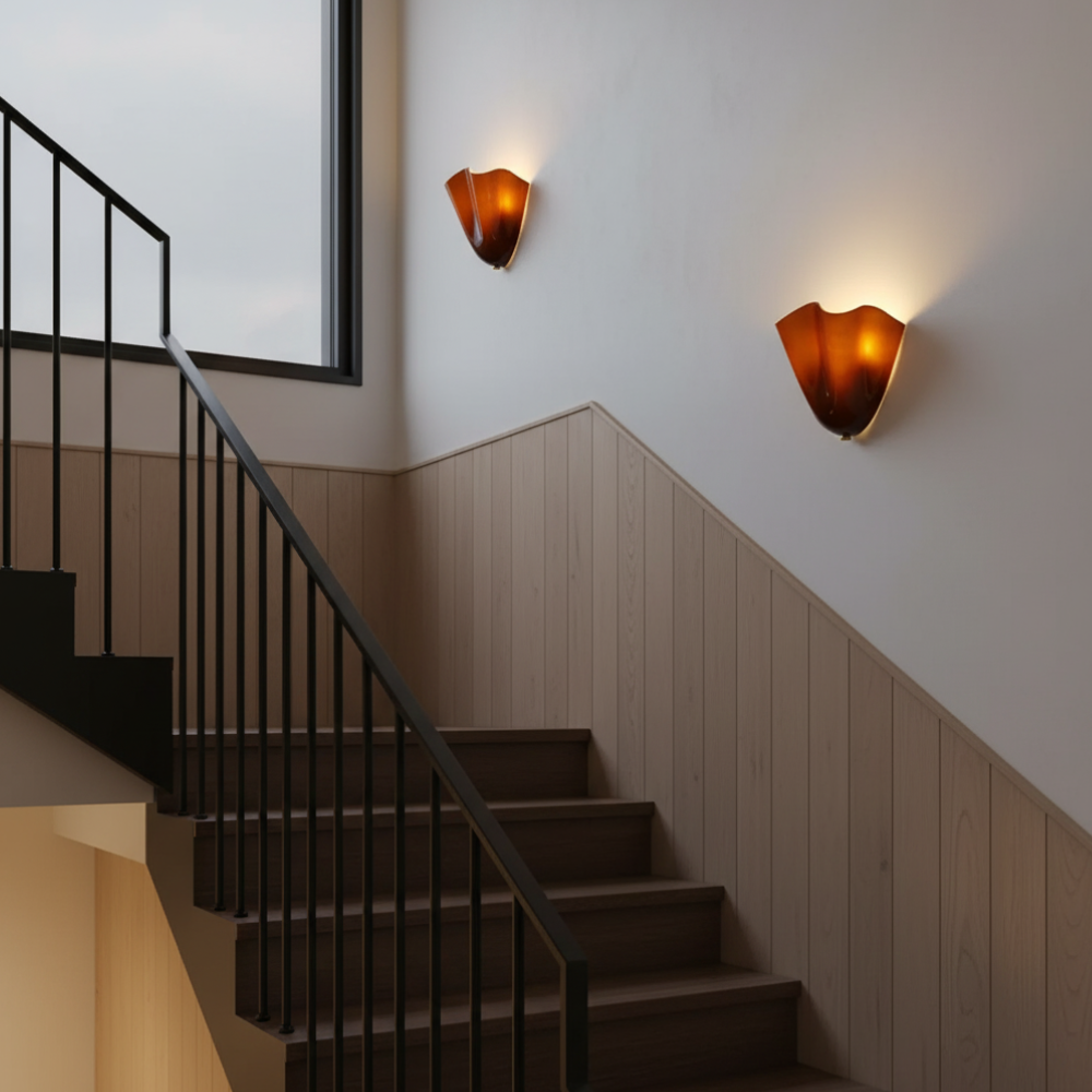 Modern Ruffled Glass Wall Sconce - Organic Blooming Flower Wall Lamp