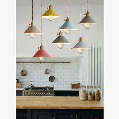 Modern Brass-Neck Cone Pendant Light - Vibrant Matte Industrial Pendant Lights