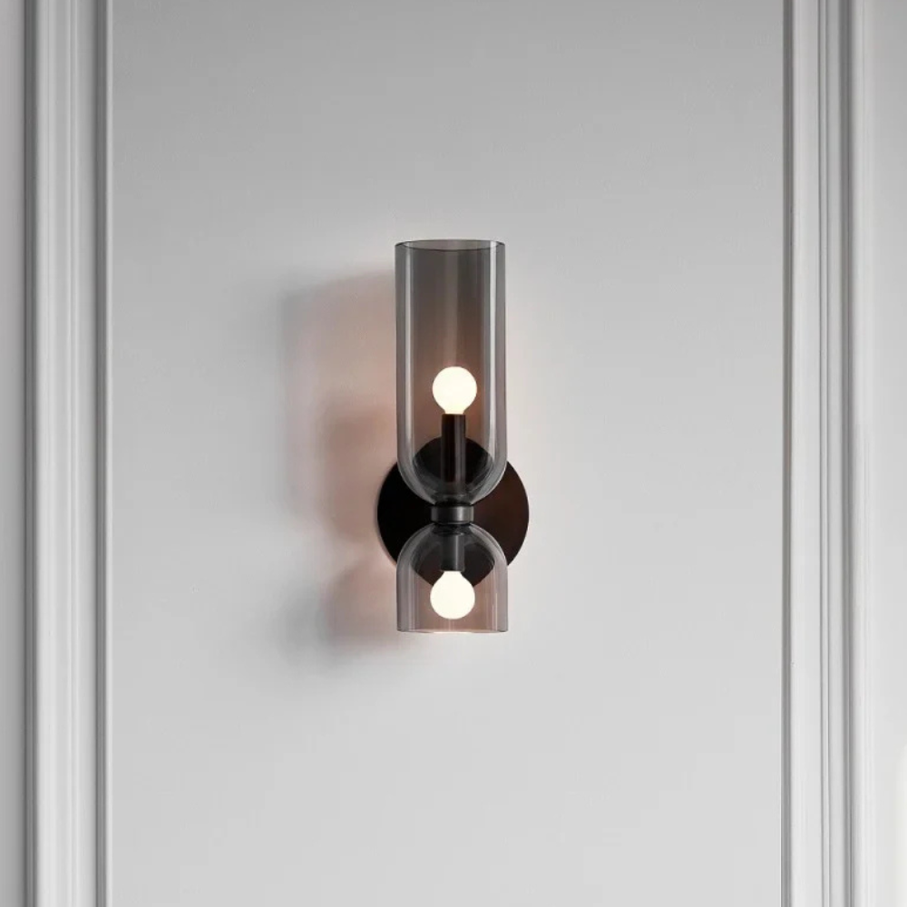 Modern Hourglass Glass Wall Sconce - Dual-Globe Geometric Wall Light