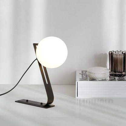 Table Lamp with Adjustable Glass Globe - Modern Mid Century Gold