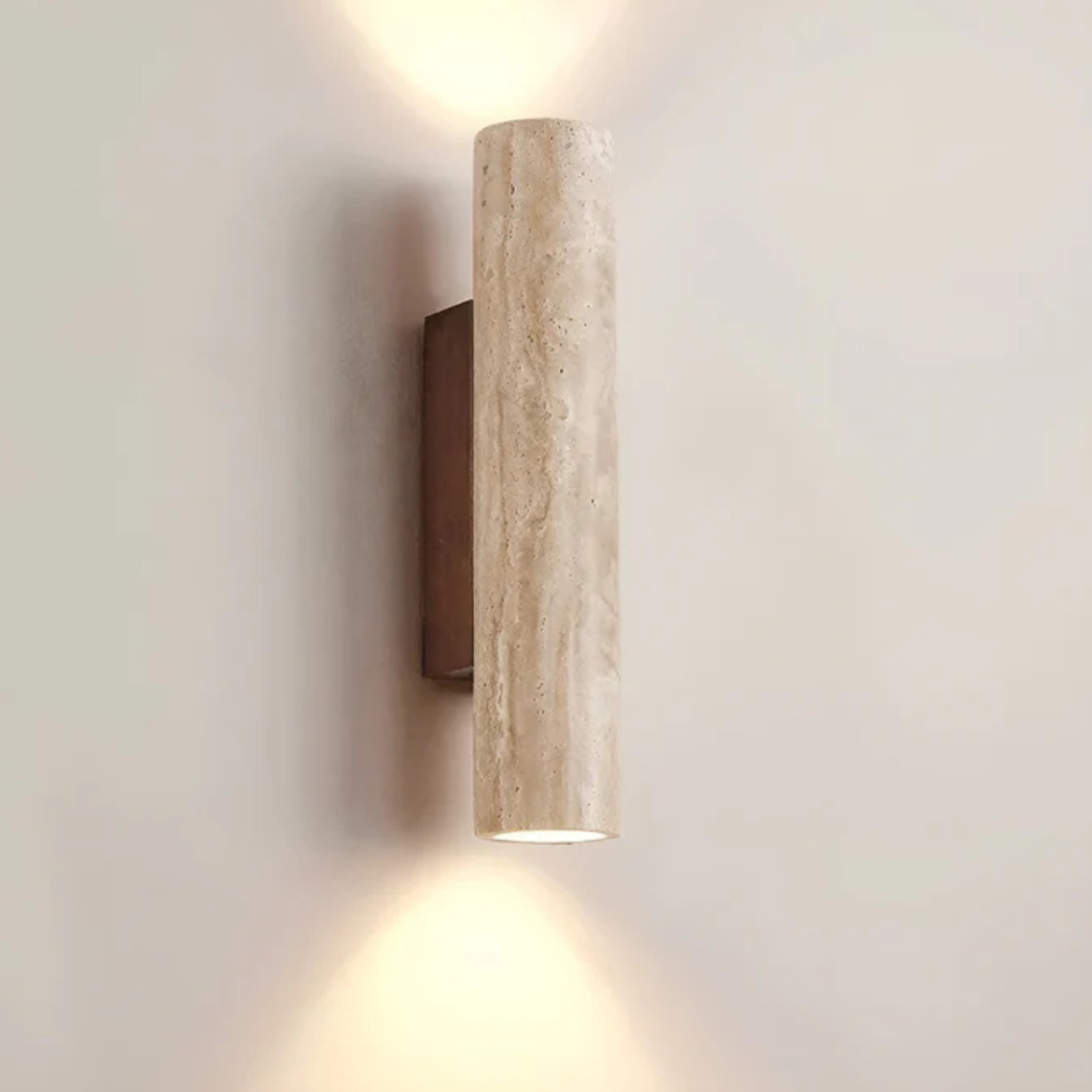 Modern Travertine Stone Wall Sconce - Wabi-Sabi Dual-Directional Wall Light