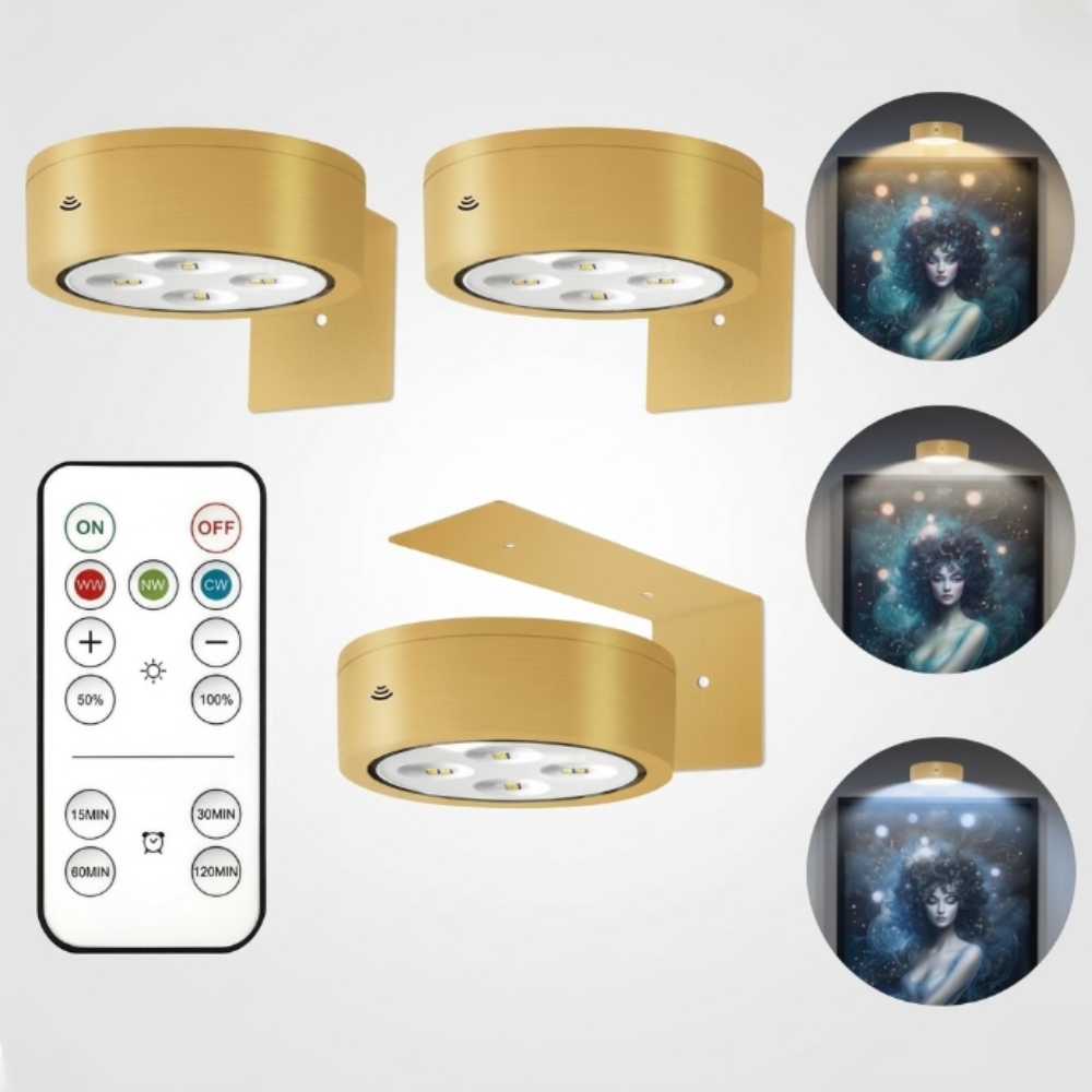 Rechargeable Magnetic Picture Light with Remote - Tool-Free Gallery Spotlight