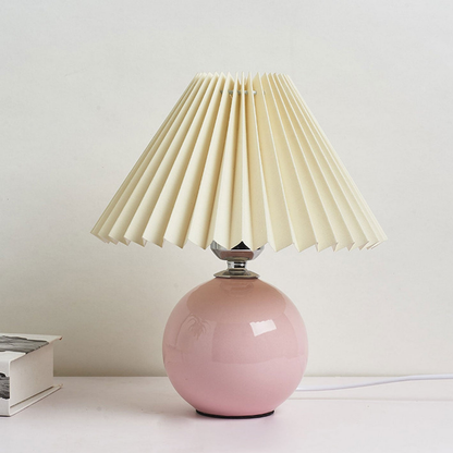 Modern Ceramic Ball Table Lamp with Pleated Mushroom Shade