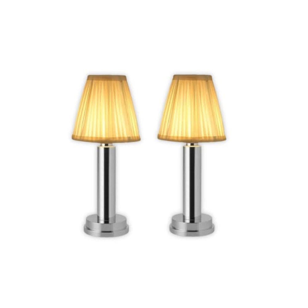 Rechargeable Cordless Table Lamp with Pleated Shade - Portable Touch Dimming Light