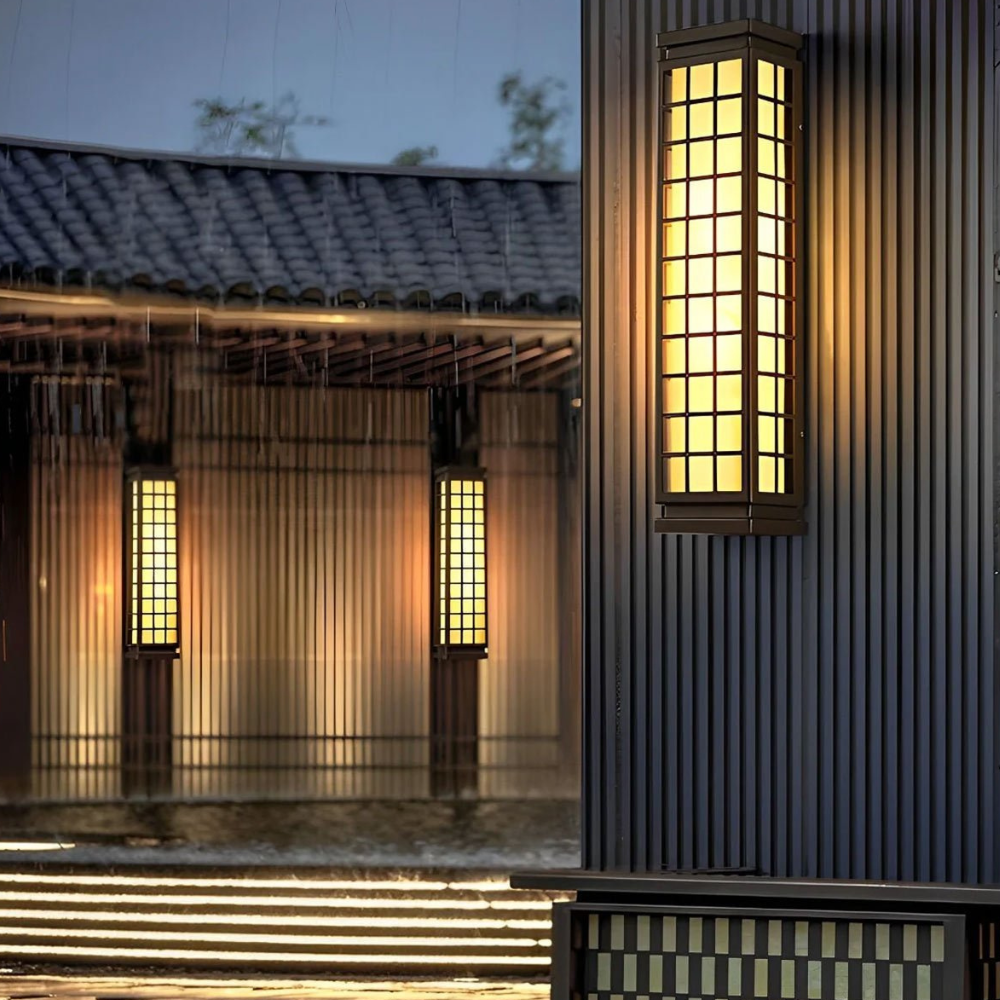 Porch Light with Stainless Steel Housing and Stone Texture - Weather Ready