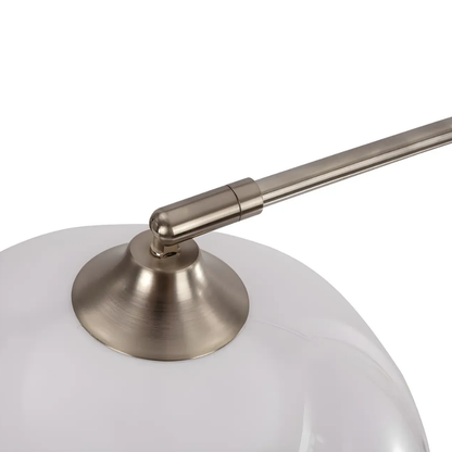 Adjustable Floor Lamp with Marble Base and Glass Dome - Mid Century Arc