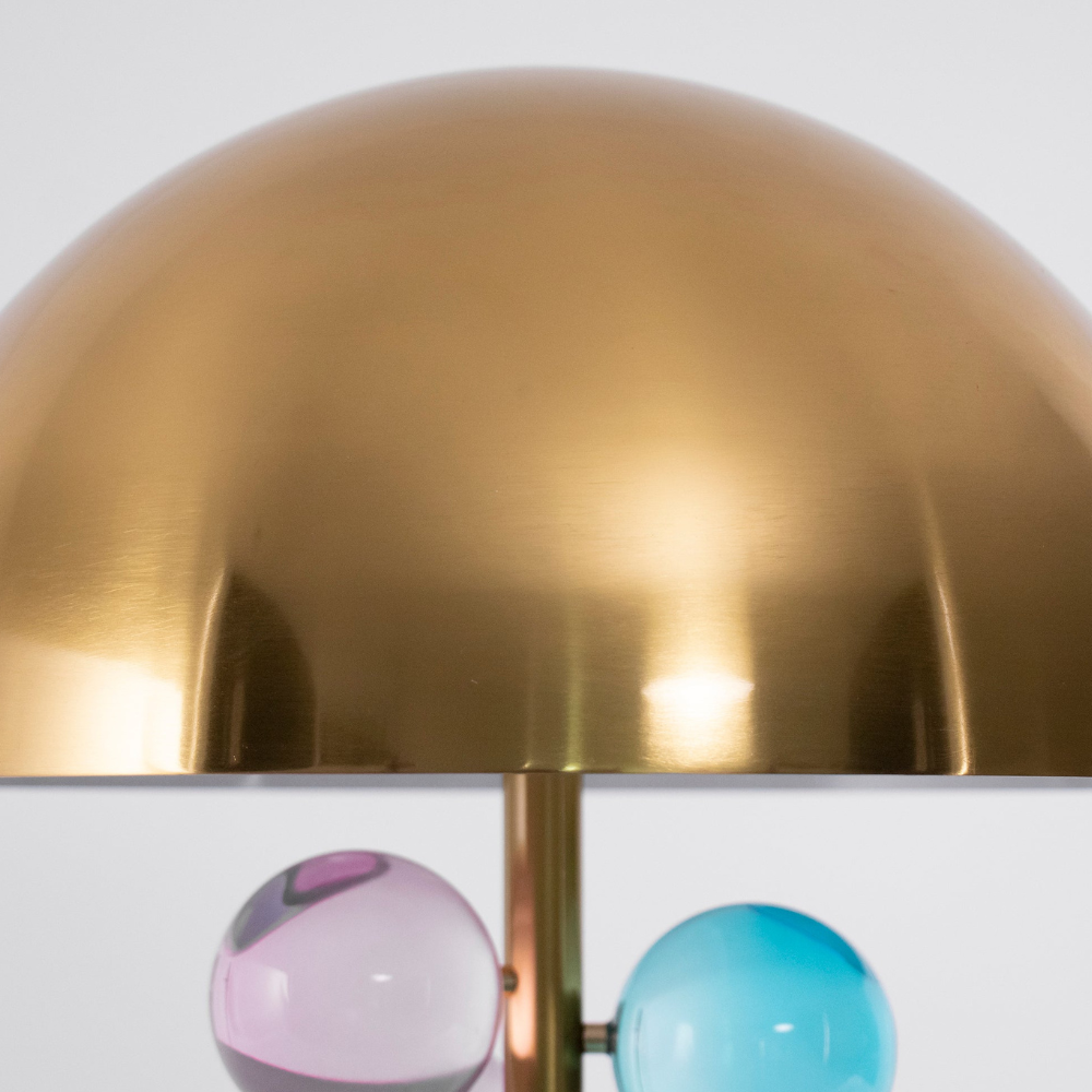 Sculptural Glass Cluster Accent Lamp with Marble Base - Art Deco Metallic Sconce