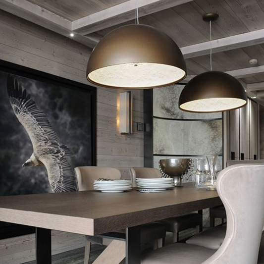 Modern Floral Relief Dome Pendant Light - Sculptural Garden Interior Pendant Lights