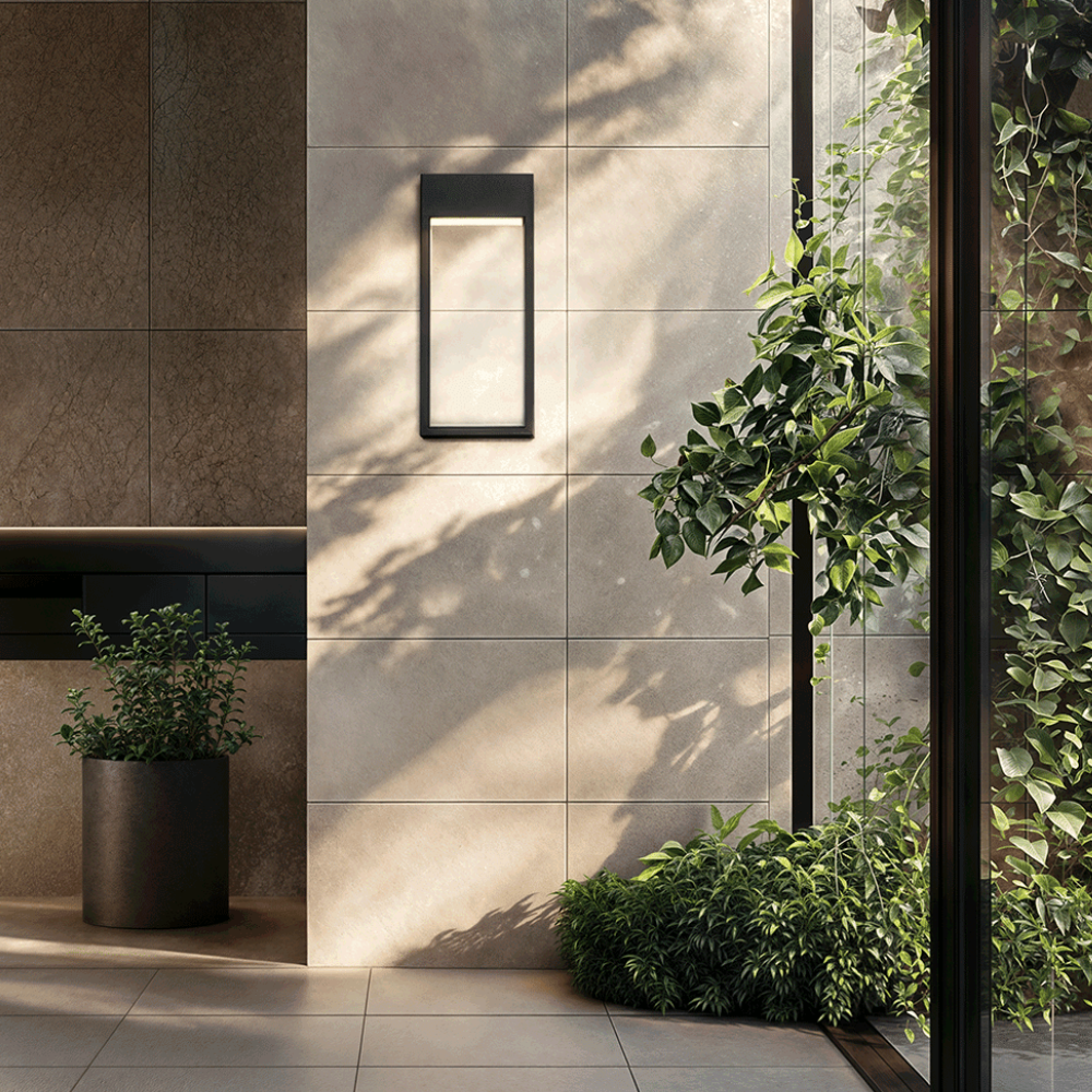 Modern Geometric Outdoor Wall Sconce - LED Linear Rectangular Lantern