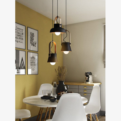 Modern Wood-Toned Handle Pendant Light - Nordic Tapered Pendant Lights