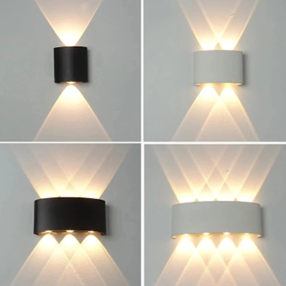 Modern Indoor - Outdoor Multi-Beam Up and Down Wall Sconce – Scalloped Fan Light Effect