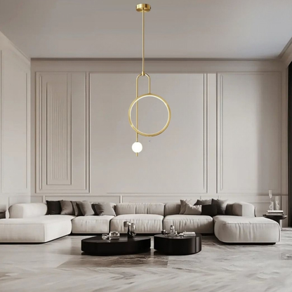 Asymmetric Ring and Globe Pendant Light - Modern Geometric Halo Design