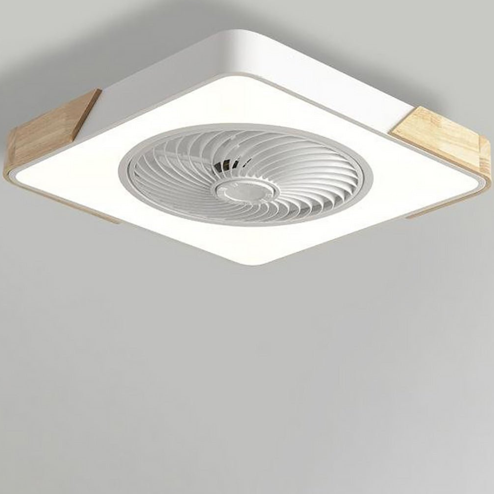 Flush Mount Ceiling Fan with Light and Wood Accents - Scandinavian Style