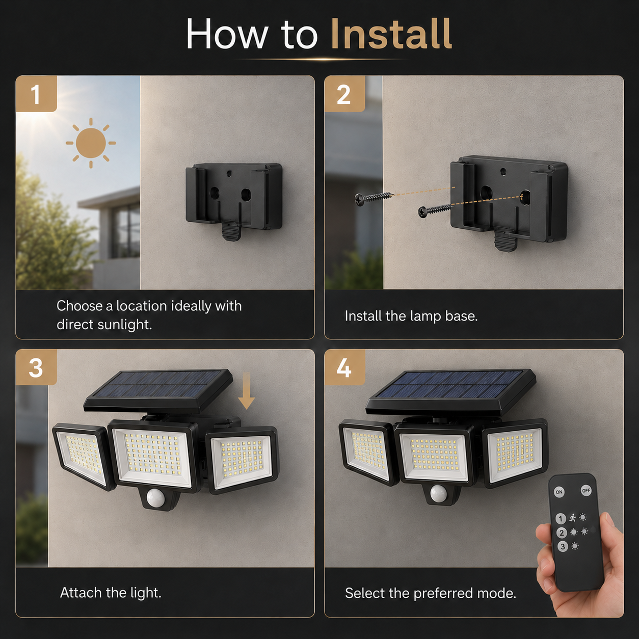 TriBeam Outdoor Light - Solar Motion Security Spotlight