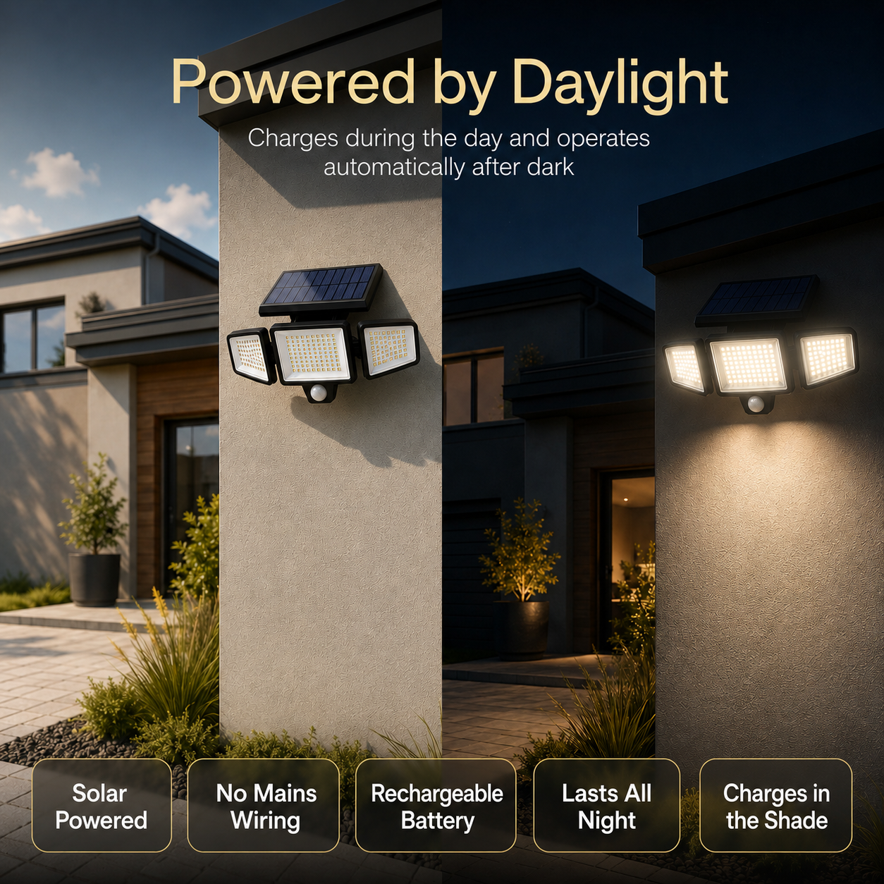 TriBeam Outdoor Light - Solar Motion Security Spotlight