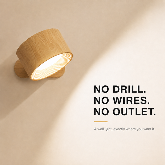 Pivot Stick-On Wall Light – 360° Magnetic Cordless Rechargeable Reading Lamp