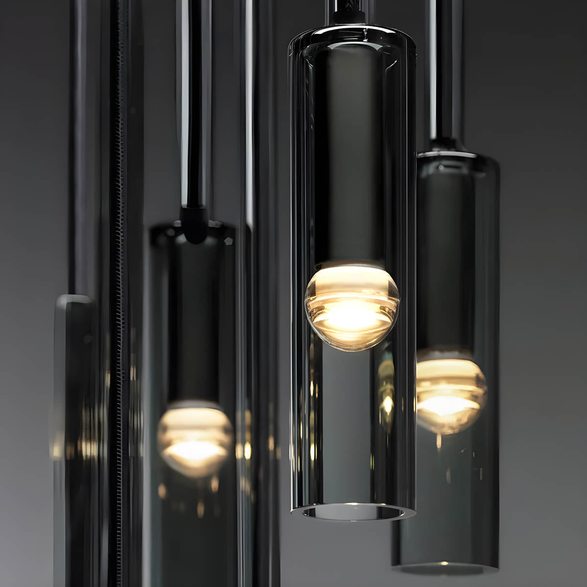 Slender Architectural Hanging Lamp with Iron Base - Minimalist Design