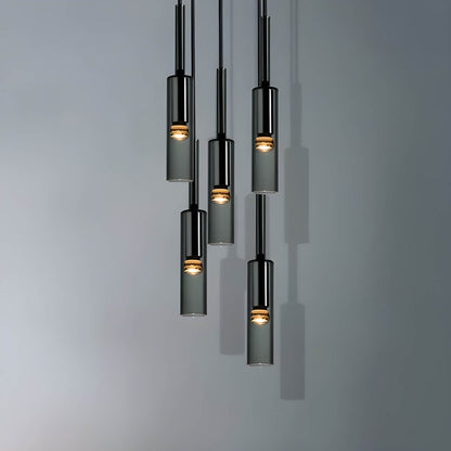 Slender Architectural Hanging Lamp with Iron Base - Minimalist Design