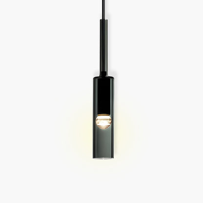 Slender Architectural Hanging Lamp with Iron Base - Minimalist Design