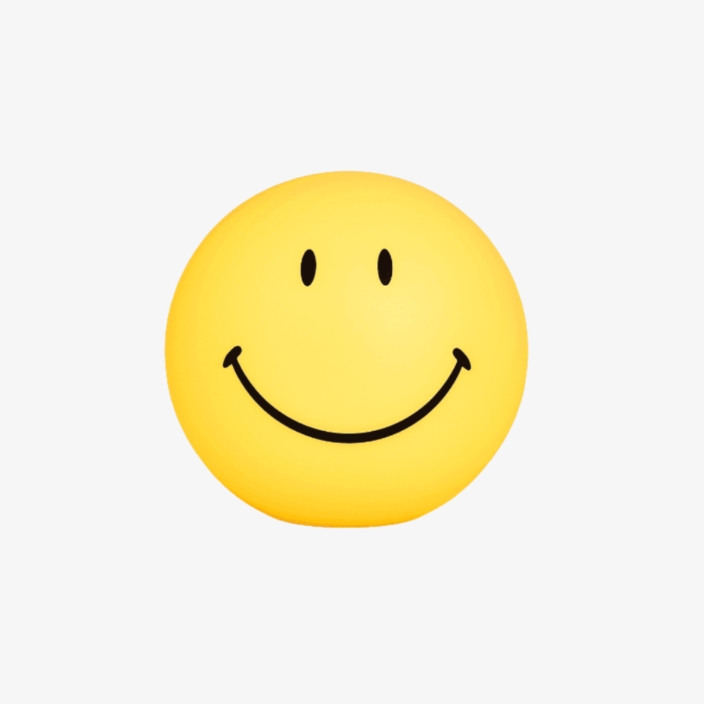 Smiley Face Table Lamp with Yellow Globe Shade - Modern Mid Century