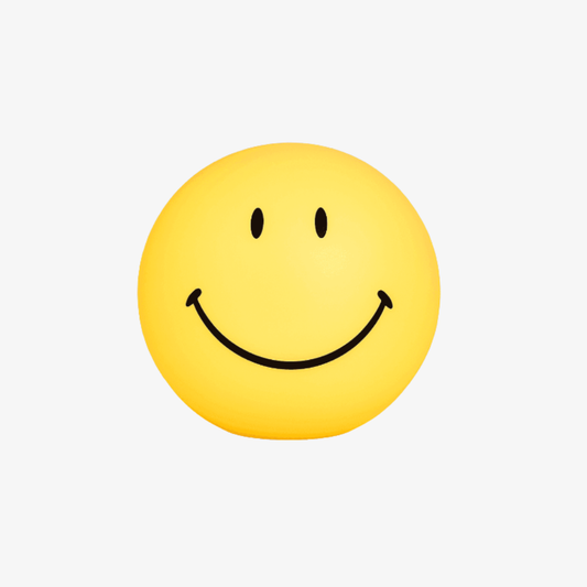 Smiley Face Table Lamp with Yellow Globe Shade - Modern Mid Century