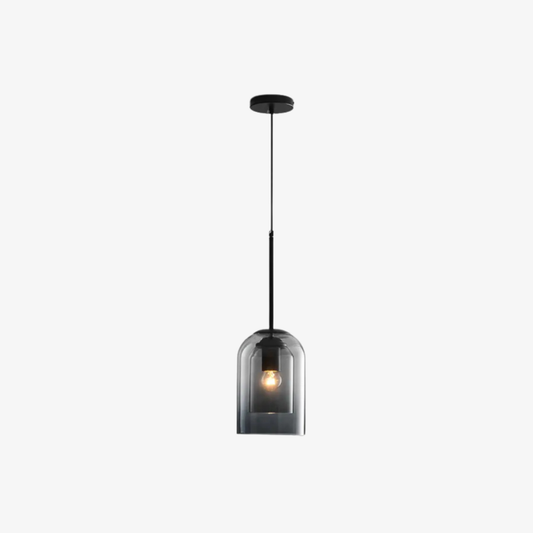 Pendant Light with Double Cylinder Glass Shade - Modern Mid Century