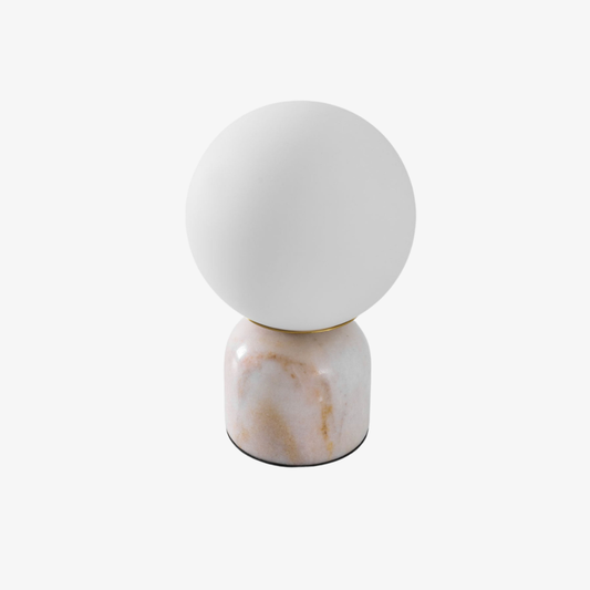 Mid-Century Modern Marble Table Lamp - Round Glass Globe Bedside Light