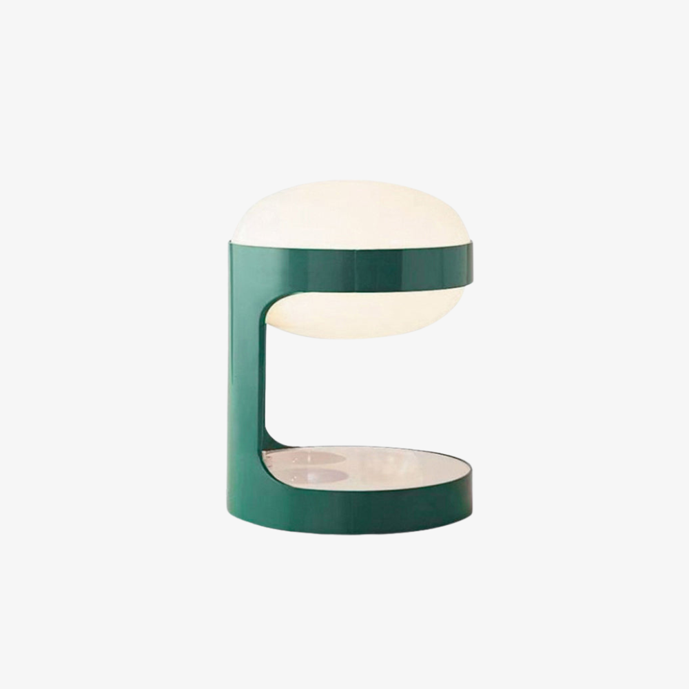 C-Shape Table Light with Frosted Glass Globe - Modern Bauhaus Green