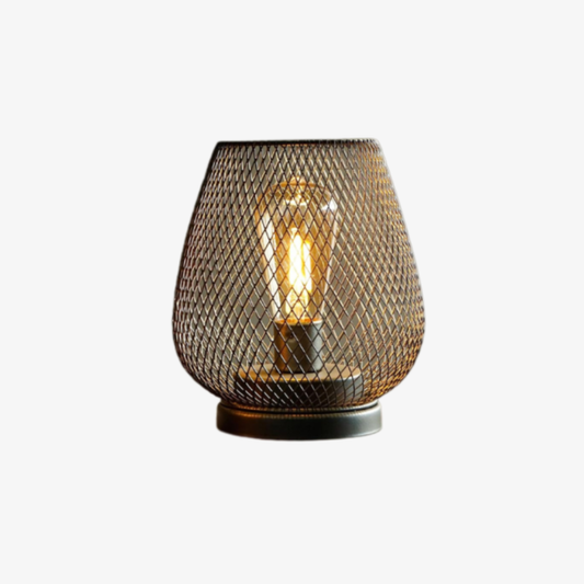 Cordless Iron Mesh Lamp Set for Bedside or Patio