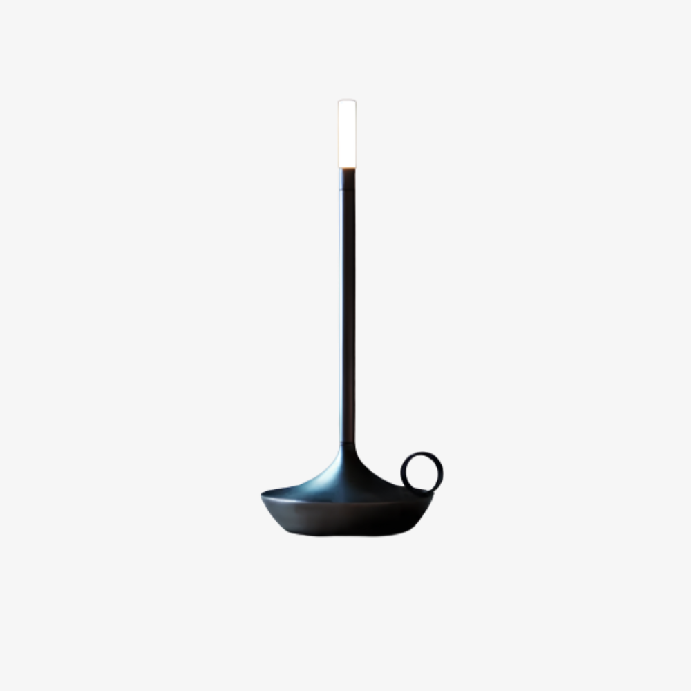 Rechargeable Battery Candlestick Desk Lamp – Brushed Aluminum Tapered Nightlight