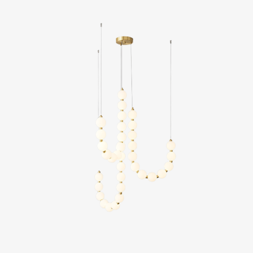 Hanging Ceiling Light with Acrylic Globes - Minimalist Sculptural Gold