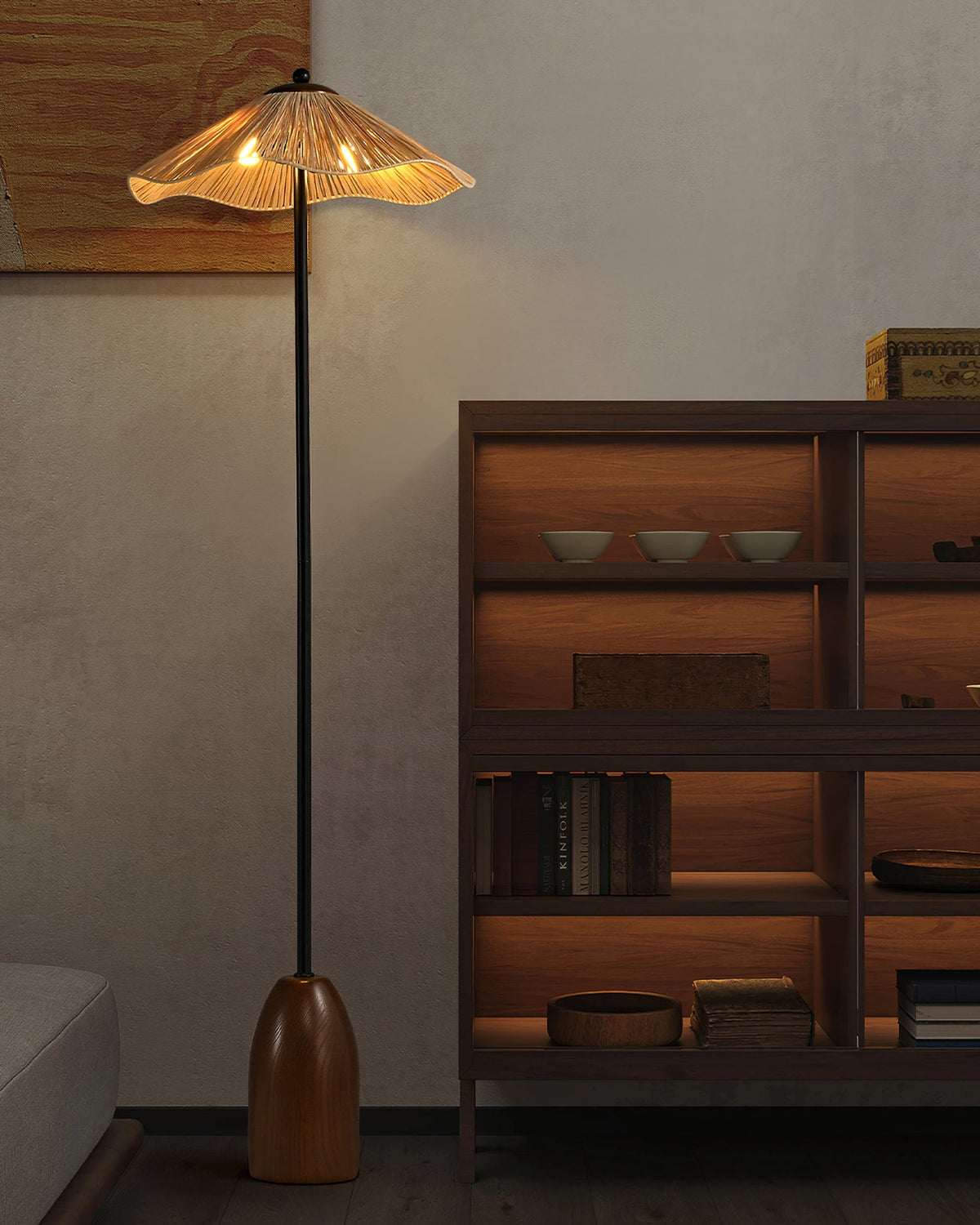 Parasol Rattan Floor Lamp