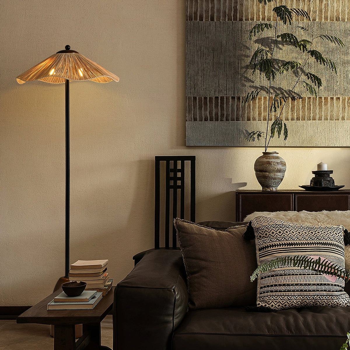 Parasol Rattan Floor Lamp