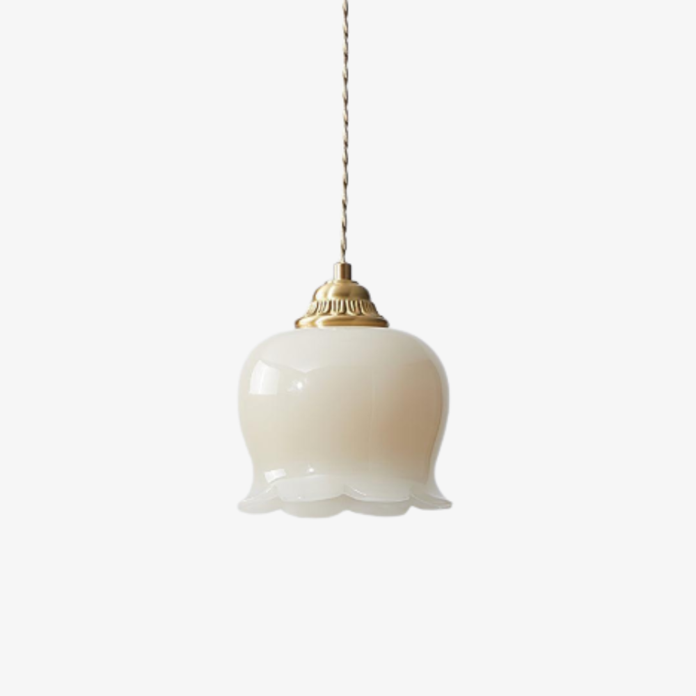 Floral Resin Hanging Lamp with Brass Hardware - Vintage Inspired