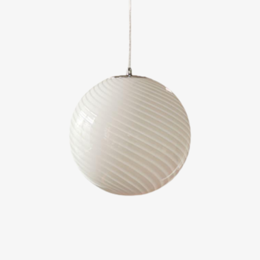 Colored Glass Globe Hanging Lamp with Swirled Pattern Modern Style