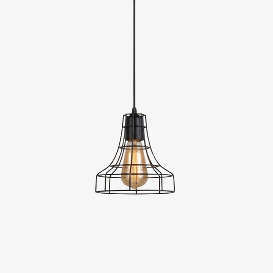 Modern Wire Cage Pendant Light - Geometric Industrial Exposed Bulb Pendant Lights