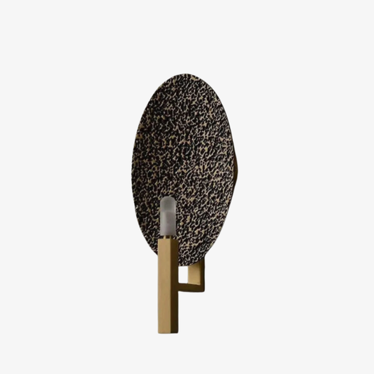 Hammered Copper Oval Wall Sconce - Art Deco Textured Metal Sculpture